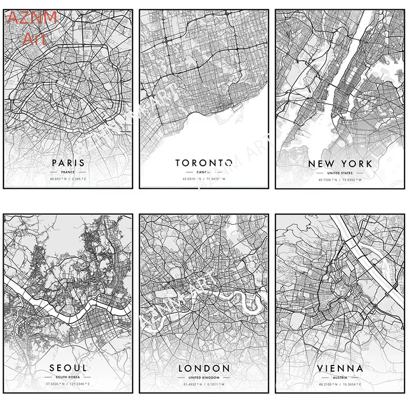 Photography New York - Poster Karya Seni Peta Kota Lukisan