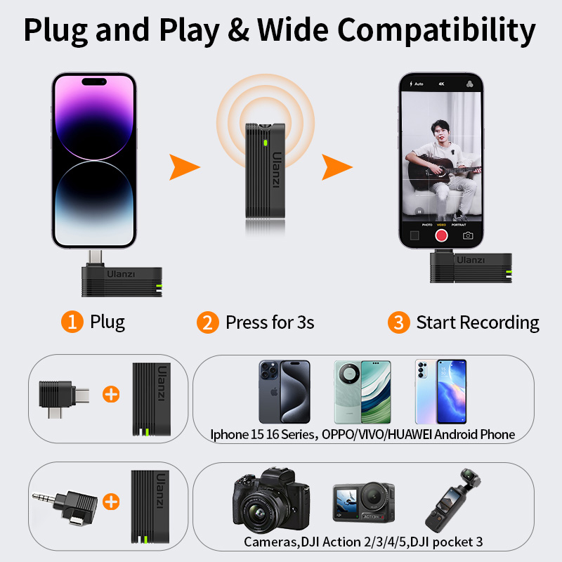 Ulanzi A100 Mikrofon Ponsel Pi - Photography Xiaomi ulasan dan harga