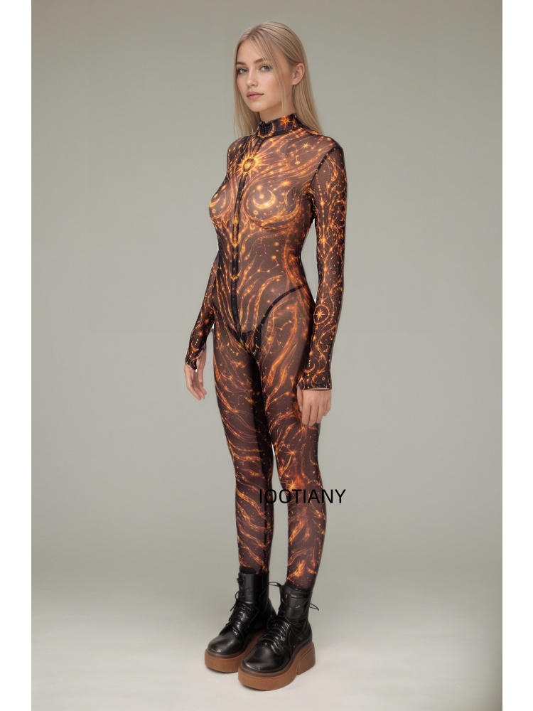 Bodysuit Wanita Motif Api Emas - Photography Yoga ulasan dan harga